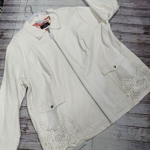 Dennis Basso White Leather Jacket
